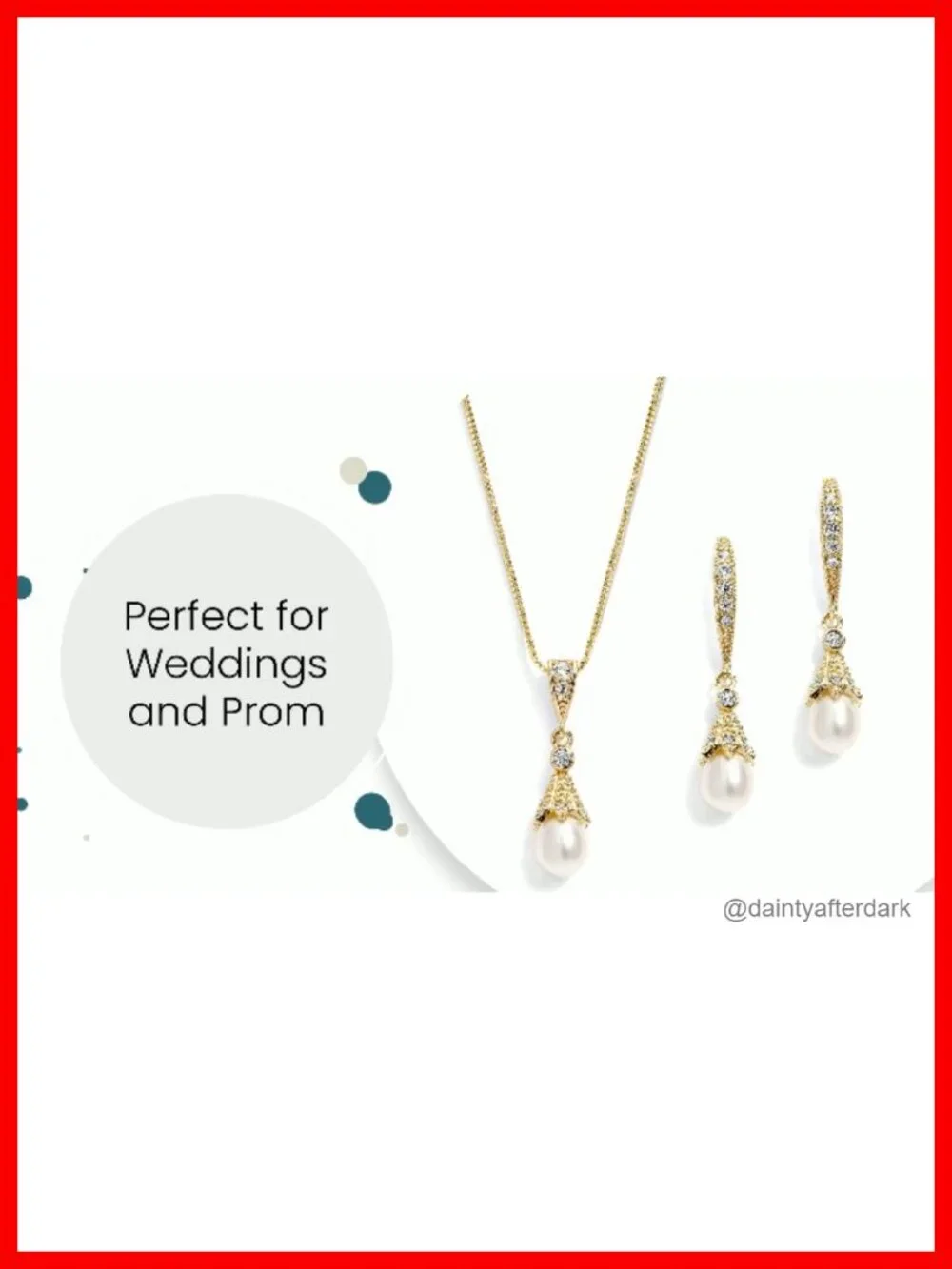 Gold Freshwater Pearl Necklace & Earrings Jewelry Set Cubic Zirconia Bridesmaid